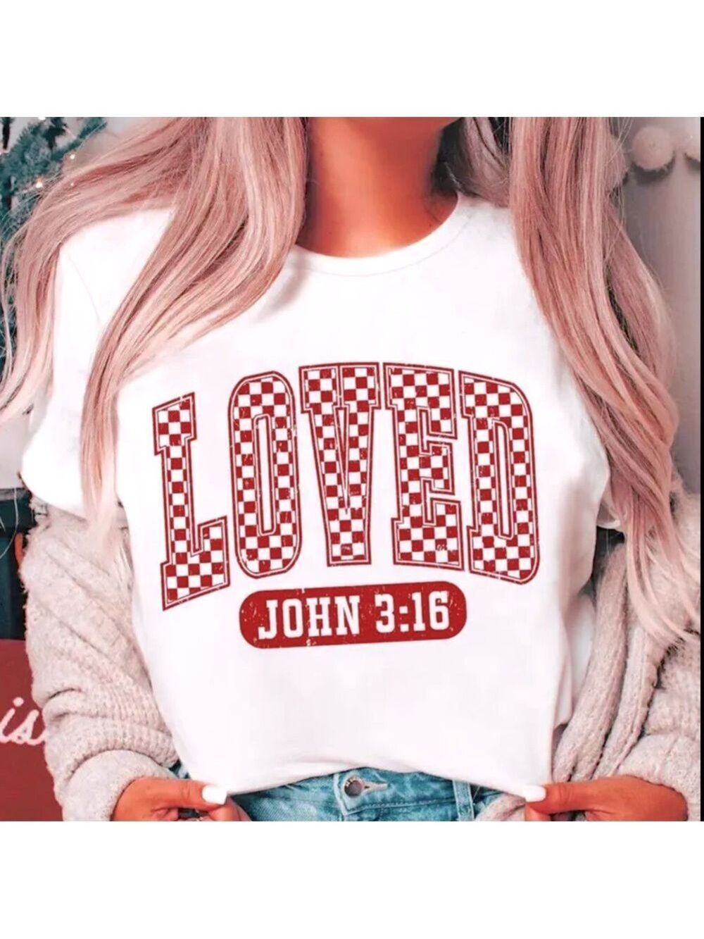 “Loved” Scripture Graphic 3:16 oversized T-Shirt Tee